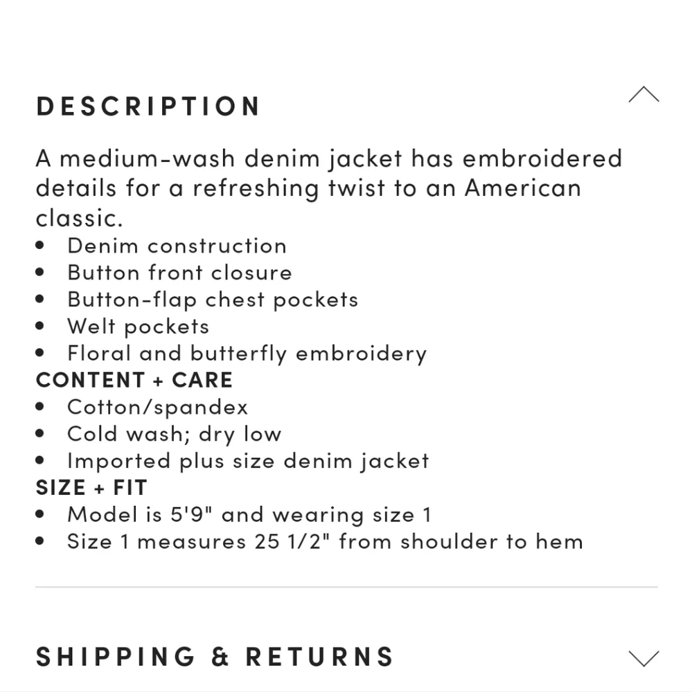 Torrid Blue Jean Jacket with Butterfly and Floral Embroidery - Picture 11 of 11